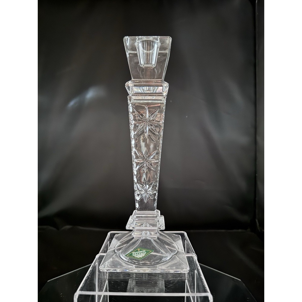 Vintage Shannon Crystal Clear Starburst Pattern‎ Candlestick Holder 10" Tall